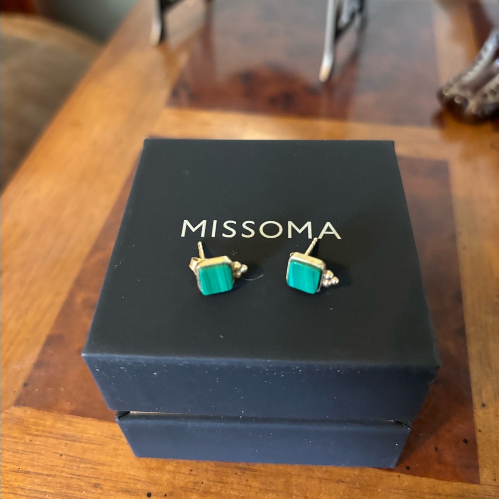 Missoma Green Gemstone Post Earrings